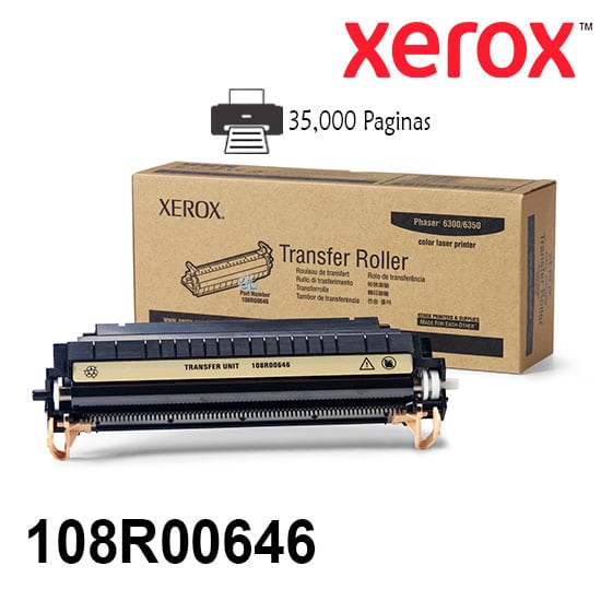 Rodillo De Transferencia Xerox 108R00646 Phaser 6300, 6350, 6360 Rendimiento 35,000 Paginas de impresion.