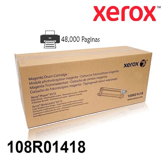 Tambor Xerox 108R01418 De Color Magenta Para Impresora Xerox Phaser 6510, Workcentre 6515 Rendimiento 48,000 Paginas
