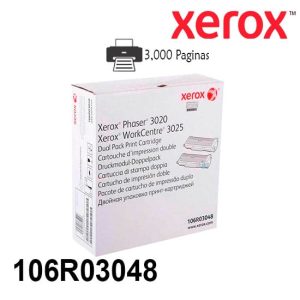 Toner Xerox 106R03048 Negro Para Impresora Xerox Phaser 3020 WorkCentre 3025 Rendimiento 3000 Paginas de impresion.