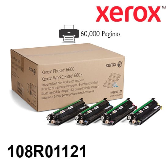 Unidad Imagen Xerox 108R01121 Color Cmyk Para Impresora Xerox Phaser 6600, Workcentre 6605, VersaLink C400/C405 Rendimiento 60,000 Paginas Cada Color