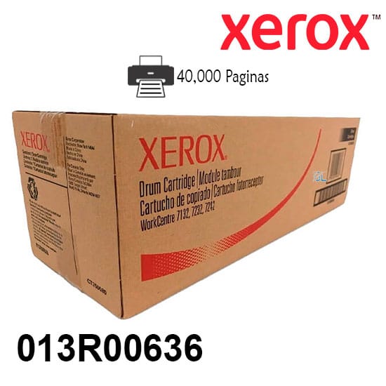 Drum Xerox 013R00636 para impresora xerox Wc Xerox 7132/7232 rendimiento 40,000 paginas 