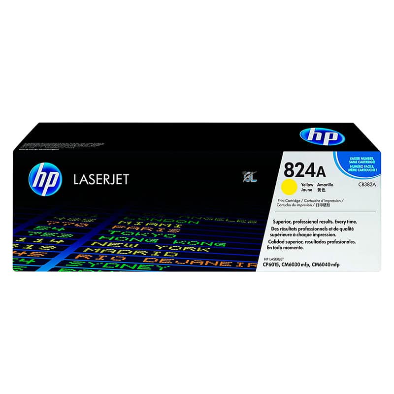 Toner Hp Cb382A 824A L.J.6015/6040 Yellow, Compatibilidad: Hp Laserjet Color Cp6015/Cm6030/Cm6040, Rendimiento: 21000 Paginas.