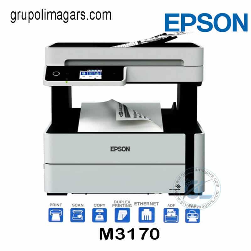 Impresora multifuncional epson m3170 funciones: imprime escanea copia fax con conexiones a USB Lan WiFi. monocromática  