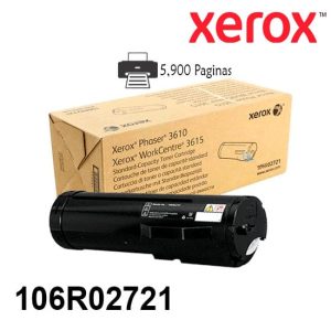 Toner Xerox 106R02721 Original De Color Negro Para Impresora Xerox Phaser 3610 Workcentre 3615 Rendimiento De 5900 Paginas de impresion