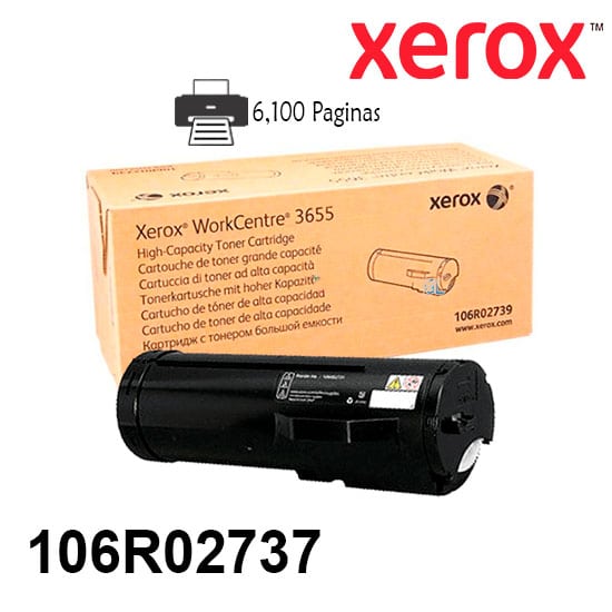 Toner Xerox 106R02737 Original Color Negro Para Impresora Xerox Workcentre 3655 Rendimiento  6100 Paginas de impresion.