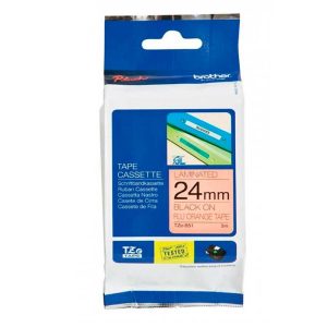Cinta Brother TZE-B51 Negro Sobre Naranja Fluorescente 24mm