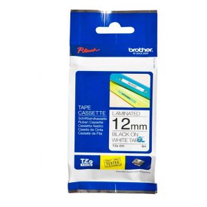 Cinta Brother TZE-231 Negro Sobre Blanco 12mm