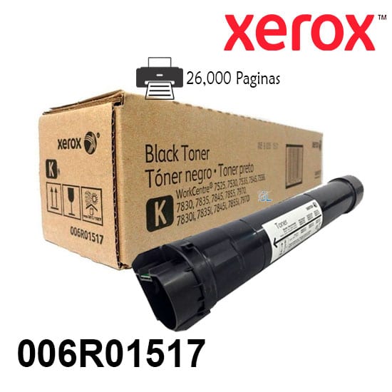 Toner Xerox 006R01517 Negro Para Impresora Wc 7500, 7525, 7530 Rendimiento 26,000 Paginas.