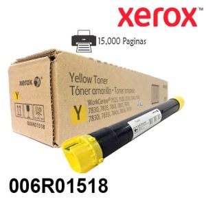 Toner Xerox 006R01518 Yellow Para Impresora Wc 7500, 7525, 7530 Rendimiento 15,000 Paginas.