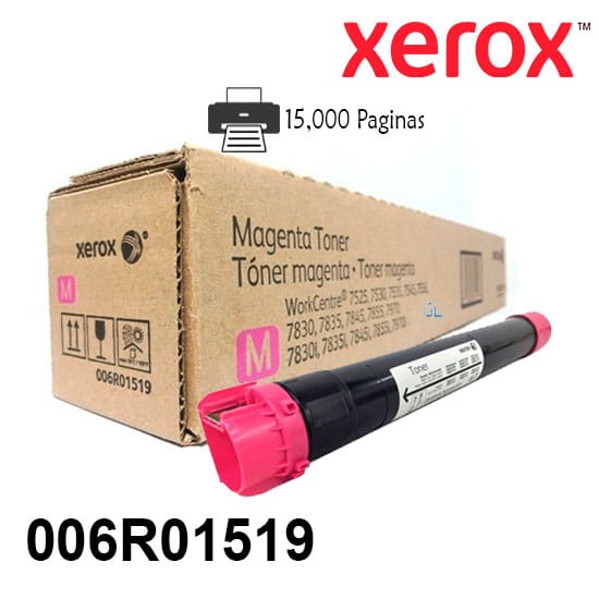 Toner Xerox 006R01519 Magenta Para Impresora Wc 7500, 7525, 7530 Rendimiento 15,000 Paginas.