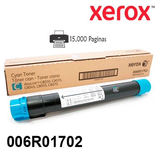 Toner  Xerox 006R01702 Cyan Para Impresora Xerox Altalink C8030/C8035/C8045/C8055/C8070 Rendimiento 15,000 Paginas