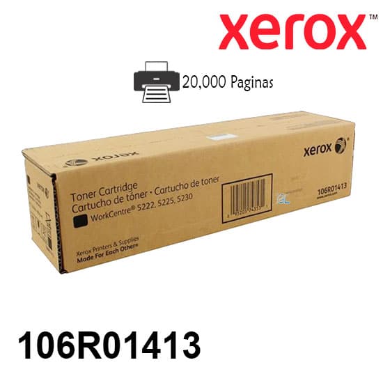 Toner Xerox 106R01413 Color Negro Para Impresora Xerox Workcentre 5222/5225/5230 Rendimiento 20,000 Paginas de impresion.