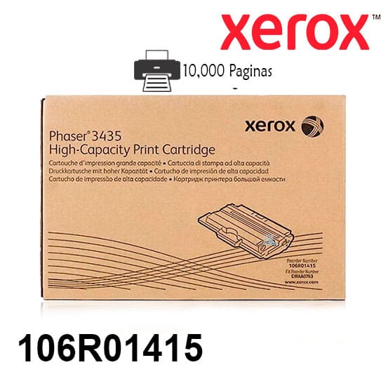 Toner Xerox 106R01415 Color Negro Para Impresora Xerox Phaser 3435 Rendimiento 10,000 Paginas de impresion