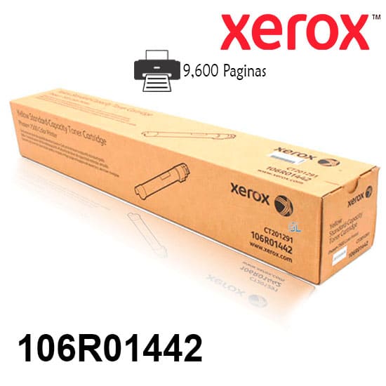 Toner Xerox 106R01442 Color Yellow Para Impresora Phaser 7500 Rendimiento 9,600 Paginas de impresion.