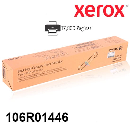 Toner Capacidad Alta Xerox 106R01446 Color Negro Para Impresora Phaser 7500 Rendimiento 17,800 Paginas de impresion.