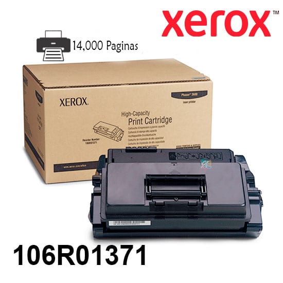 Toner Xerox 106R01371 Color Negro Para Impresora Xerox Phaser 3600 Rendimiento 14,000 Paginas. 