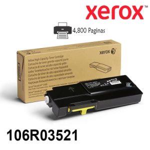Cartucho Toner Xerox 106R03521 Color Yellow Para Impresora Xerox Versalink C400/C405 Rendimiento 4800 Paginas de impresion.