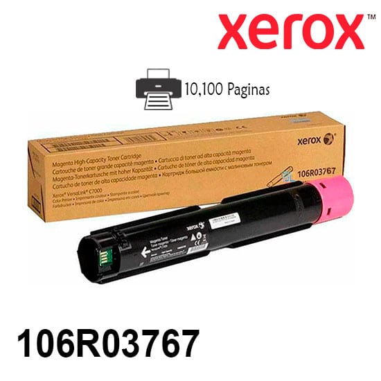 Toner Xerox 106R03767 Original Color Magenta capacidad alta Para Impresora Xerox Versalink C7000 Rendimiento 10,100 Paginas de impresion.