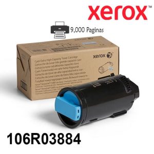 Toner Xerox 106R03884 Color Cyan Extra Alta Capacidad Para Impresora Xerox Versalink C500/C505 Rendimiento 9000 Paginas de impresion.