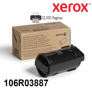 Cartucho Toner Xerox 106R03887 Color Negro Extra Alta Capacidad Para Impresora Xerox Versalink C500/C505 Rendimiento 12,100 Paginasde impresion.