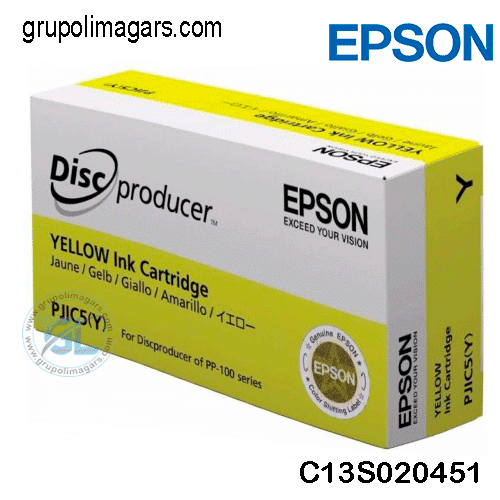 Tinta Epson C13S020451 Yellow Para Impresora Epson PP-100, PP-100AP, PP-100II, PP-100N, PP-100NS PP-50 Contenido 26ml.