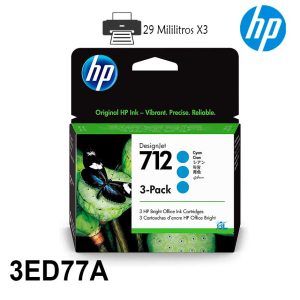 Alternative view of Tinta Hp 3ED77A 712 3Pack 29ml Cyan Original