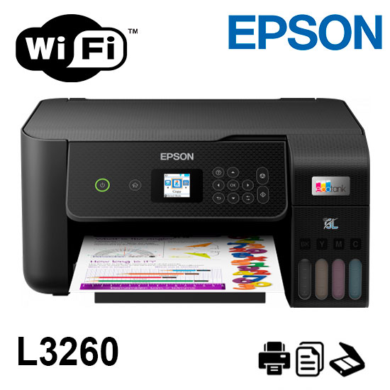 impresora epson ecotank l3260 velocidad de impresion negro 33 ppm y 15 ppm en impresion borrador y 10 ppm en negro y 5ppm
