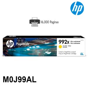 Tinta Hp M0J99AL 992X Yellow, Impresora HP PageWide Pro 750DW. Rendimiento 16,000 Paginas. ➤ Cartucho ➤ 992X➤ Original. ✓ ¡Compre Aqui! ✓
