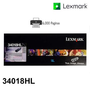 Alternative view of Toner Lexmark 34018HL Negro Original