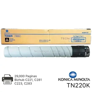 Toner Konica Minolta TN220K Negro Bizhub C221, C281