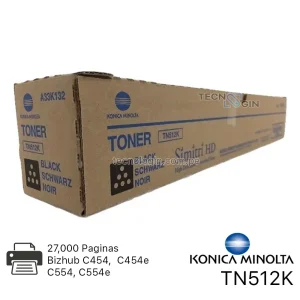 Toner Konica Minolta TN512K Negro Bizhub C454, C554, C554e