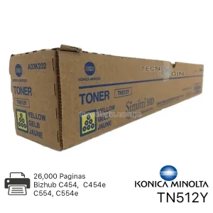 Toner Konica Minolta TN512Y Yellow Bizhub C454, C554