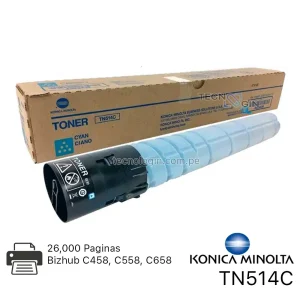 Toner Konica Minolta TN514C Cyan Bizhub C458, C558, C658