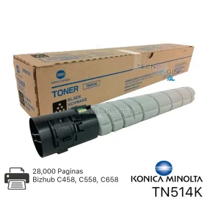 Toner Konica Minolta TN514K Negro Bizhub C458, C558, C658