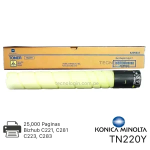 Alternative view of Toner Konica Minolta TN220Y Yellow Bizhub C221, C281