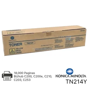 Alternative view of Toner Konica Minolta TN214Y Yellow Bizhub C200