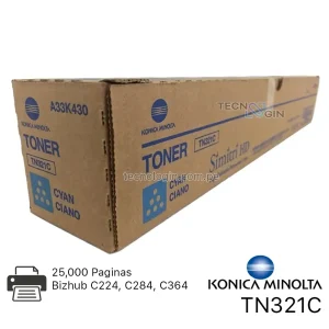 Toner Konica Minolta TN321C Cyan Bizhub C224, C284, C364