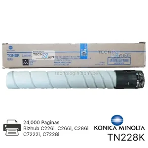 Toner Konica Minolta TN228K Negro Bizhub C226i, C266i, C286